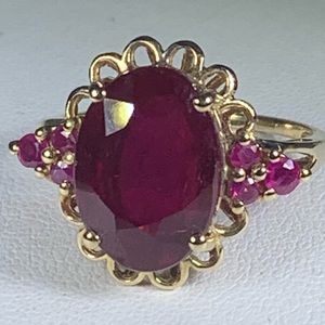 10k Solid Gold Ring Huge 5.23 ct Burmese Ruby 8.25